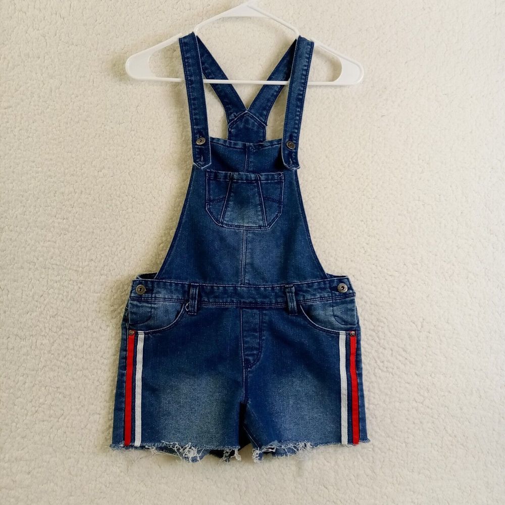 Arizona Jeans Overall Cutoffs Girls 16 Regular Denim Blue Stretch